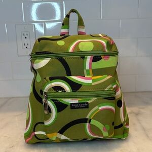 Kate Spade RARE VINTAGE Y2K Green Nylon Mini Backpack Mod Psychedelic Circle 90s
